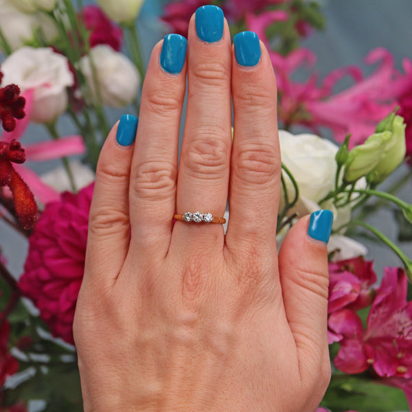 Ellibelle Jewellery Vintage 1977 Diamond 18ct Gold Three Stone Engagament Ring (0.50ct)