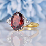 Ellibelle Jewellery Vintage 1977 Garnet & Diamond 18ct Gold Ring