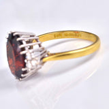Ellibelle Jewellery Vintage 1977 Garnet & Diamond 18ct Gold Ring