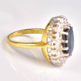 Ellibelle Jewellery Vintage 1977 Natural Sapphire & Diamond Cluster Engagement Ring