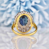 Ellibelle Jewellery Vintage 1977 Natural Sapphire & Diamond Cluster Engagement Ring