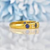 Ellibelle Jewellery Vintage 1977 Sapphire & Diamond 18ct Gold Half Eternity Band Ring
