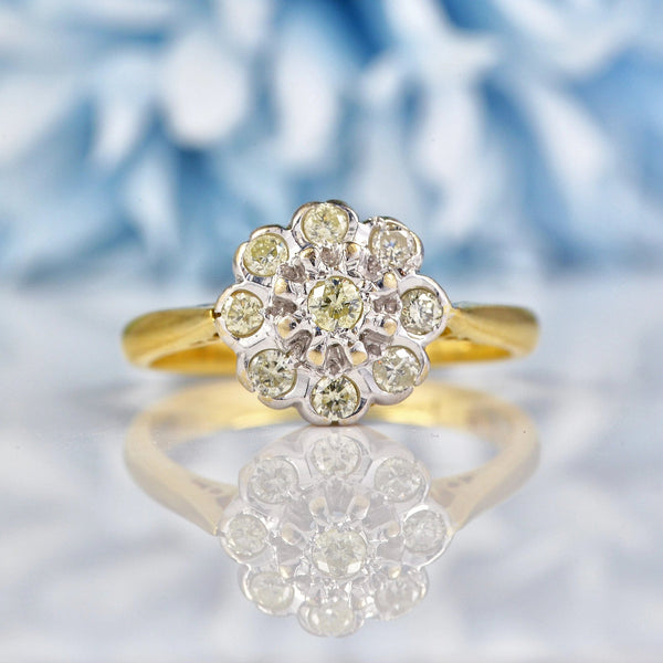 Ellibelle Jewellery Vintage 1978 Cape Diamond 18ct Gold Cluster Ring