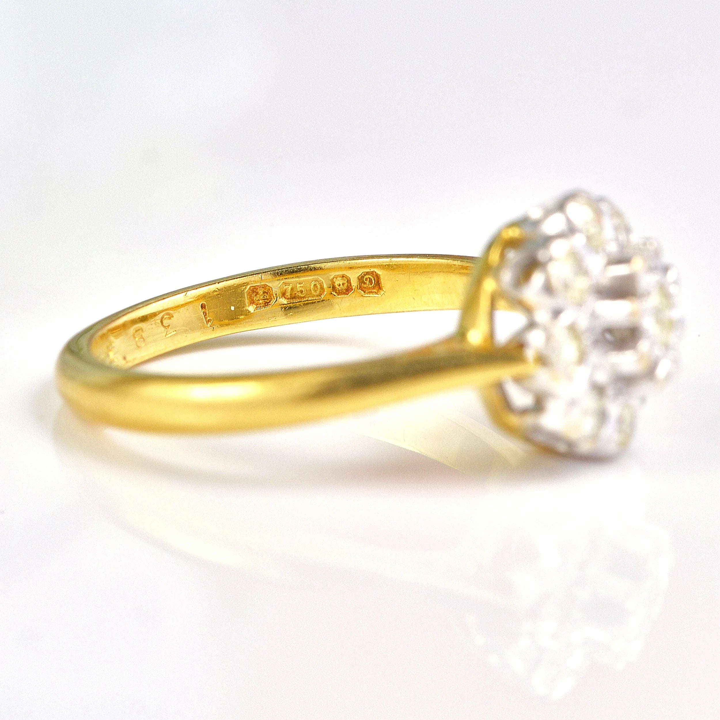 Ellibelle Jewellery Vintage 1978 Cape Diamond 18ct Gold Cluster Ring