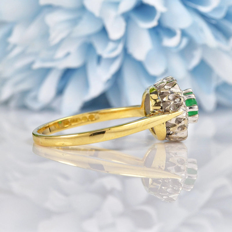 Ellibelle Jewellery Vintage 1978 Emerald & Diamond Cluster Ring
