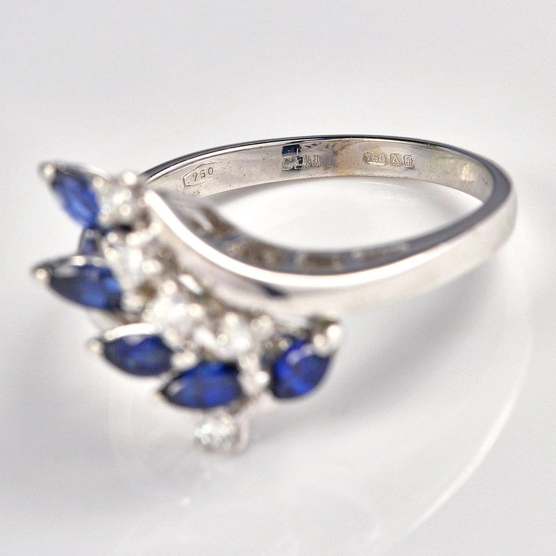 Ellibelle Jewellery Vintage 1978 Sapphire & Diamond 18ct White Gold Ring