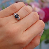 Ellibelle Jewellery Vintage 1979 Natural Sapphire & Diamond 18ct White Gold Ring