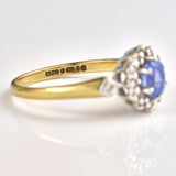 Ellibelle Jewellery Vintage 1980 Ceylon Sapphire & Diamond Cluster Ring