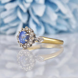 Ellibelle Jewellery Vintage 1980 Ceylon Sapphire & Diamond Cluster Ring