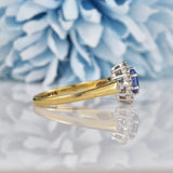 Ellibelle Jewellery Vintage 1980 Ceylon Sapphire & Diamond Cluster Ring