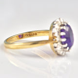 Ellibelle Jewellery Vintage 1980s Amethyst & Diamond Gold Cluster Ring