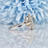 Ellibelle Jewellery Vintage 1980s Aquamarine & Diamond White Gold Cluster Ring