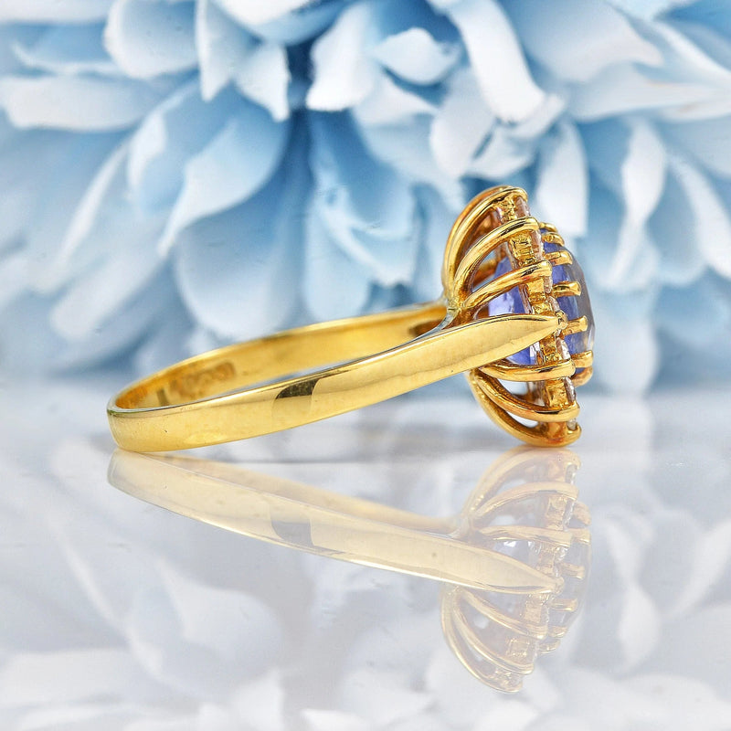 Ellibelle Jewellery Vintage 1980s Ceylon Sapphire & Diamond Cluster Ring