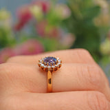 Ellibelle Jewellery Vintage 1980s Ceylon Sapphire & Diamond Cluster Ring