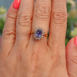 Ellibelle Jewellery Vintage 1980s Ceylon Sapphire & Diamond Cluster Ring
