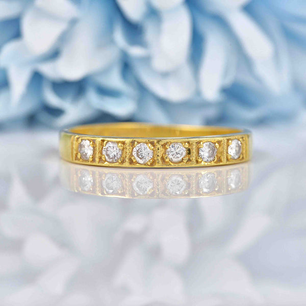 Ellibelle Jewellery Vintage 1980s Diamond 18ct Gold Half Eternity Band Ring