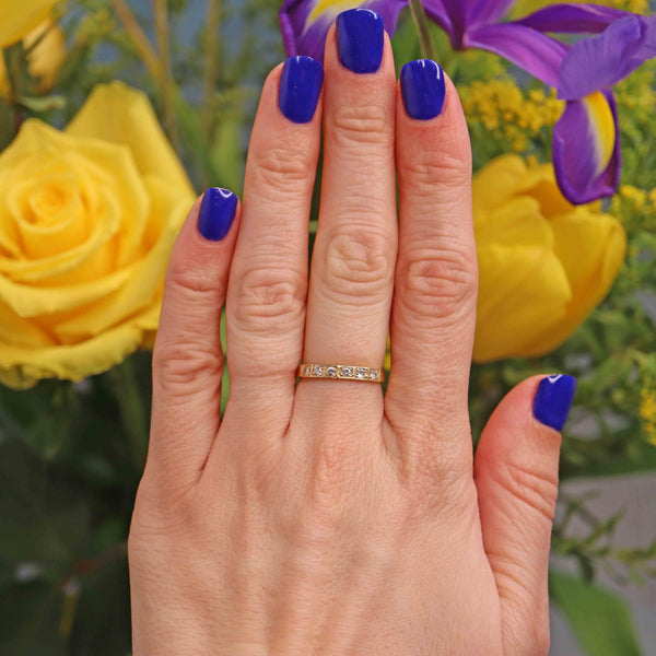 Ellibelle Jewellery Vintage 1980s Diamond 18ct Gold Half Eternity Band Ring