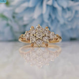 VINTAGE 1980S DIAMOND 9CT GOLD CLUSTER RING