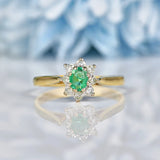 Ellibelle Jewellery Vintage 1980s Emerald & Diamond Cluster Ring