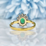 Ellibelle Jewellery Vintage 1980s Emerald & Diamond Cluster Ring