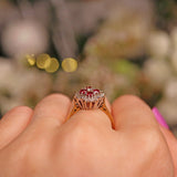 Ellibelle Jewellery Vintage 1980s Ruby & Diamond Square Cluster Ring