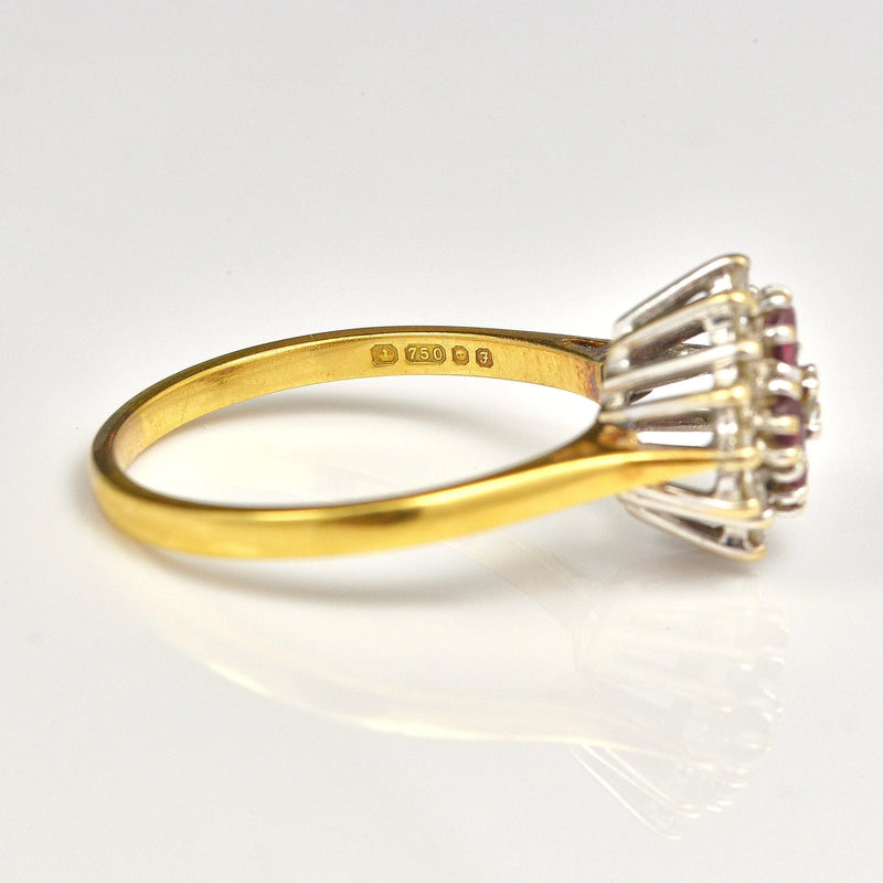 Ellibelle Jewellery Vintage 1980s Ruby & Diamond Square Cluster Ring