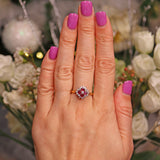 Ellibelle Jewellery Vintage 1980s Ruby & Diamond Square Cluster Ring