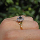 Ellibelle Jewellery Vintage 1980s Sapphire & Diamond 18ct Gold Ring