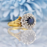 Ellibelle Jewellery Vintage 1980s Sapphire & Diamond 18ct Gold Ring