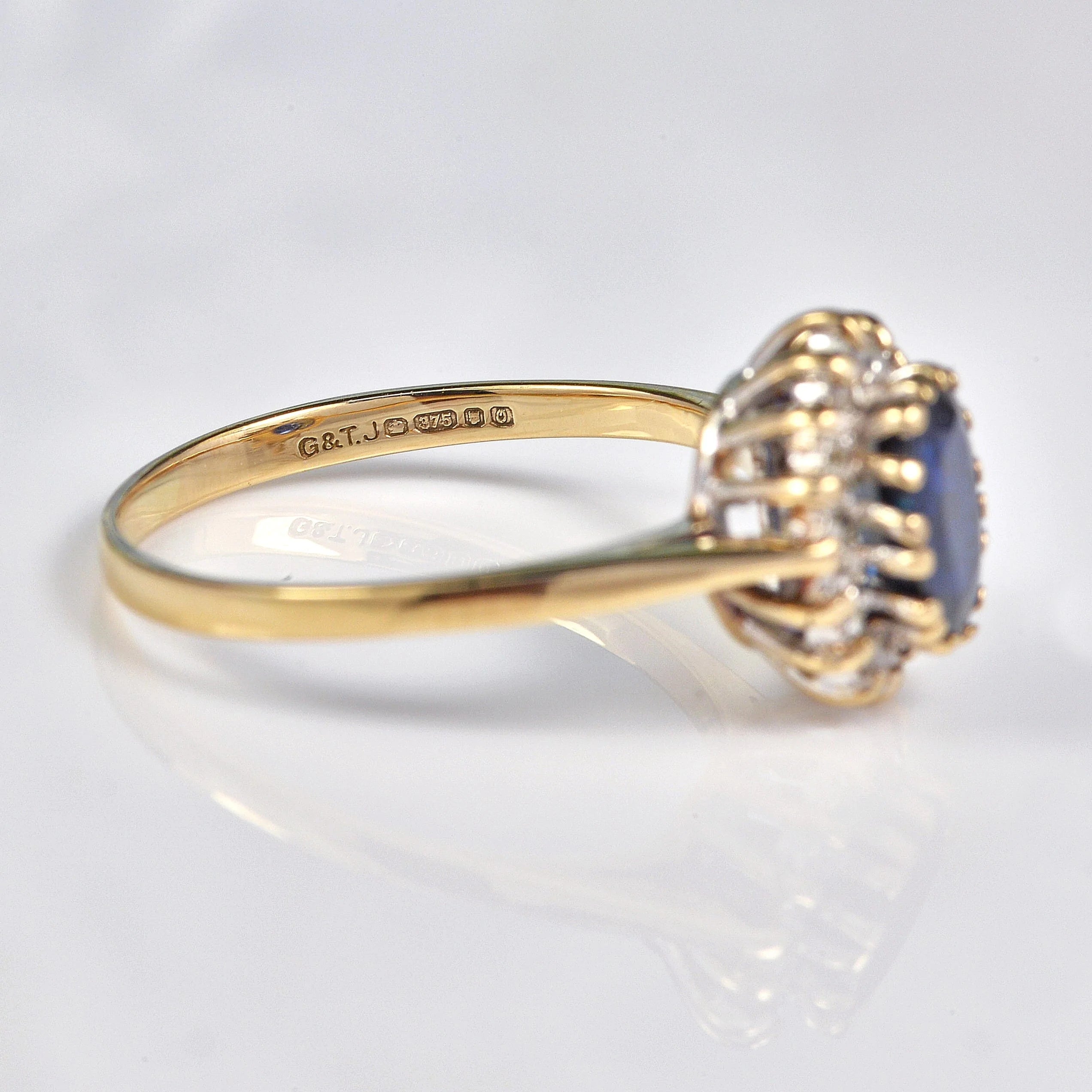 Ellibelle Jewellery Vintage 1980s Sapphire & Diamond Cluster Ring