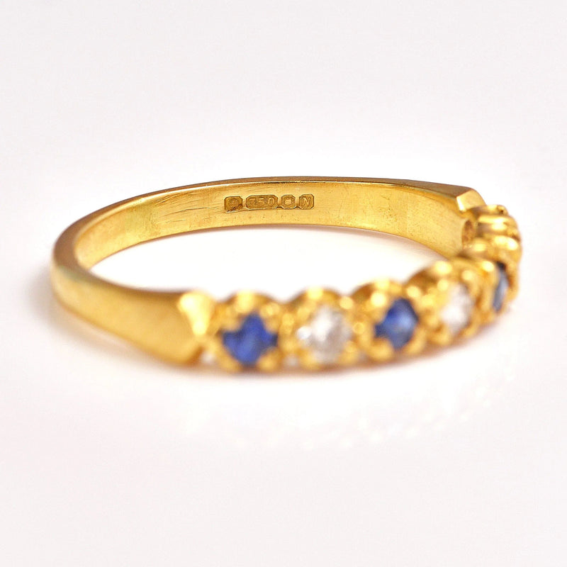 Ellibelle Jewellery Vintage 1980s Sapphire & Diamond Half Eternity Band Ring