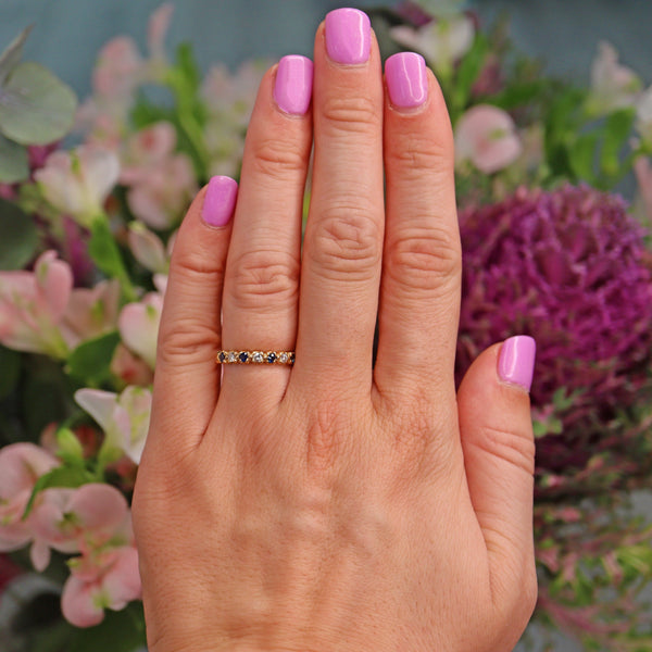 Ellibelle Jewellery Vintage 1980s Sapphire & Diamond Half Eternity Band Ring