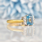 Ellibelle Jewellery Vintage 1980s Swiss Blue Topaz & Diamond Ring
