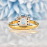 Ellibelle Jewellery Vintage 1980s Swiss Blue Topaz & Diamond Ring