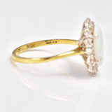Ellibelle Jewellery Vintage 1981 Natural Opal & Diamond 18ct Gold Cluster Ring