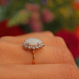 Ellibelle Jewellery Vintage 1981 Natural Opal & Diamond 18ct Gold Cluster Ring