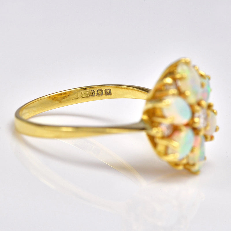 Ellibelle Jewellery Vintage 1983 Opal & Diamond 18ct Gold Cluster Ring By Cropp & Farr