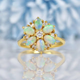 Ellibelle Jewellery Vintage 1983 Opal & Diamond 18ct Gold Cluster Ring By Cropp & Farr
