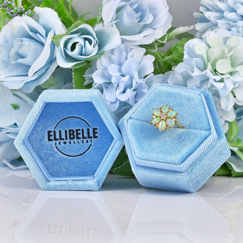 Ellibelle Jewellery Vintage 1983 Opal & Diamond 18ct Gold Cluster Ring By Cropp & Farr