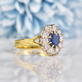 Ellibelle Jewellery Vintage 1984 Sapphire & Diamond 18ct Gold Cluster Ring