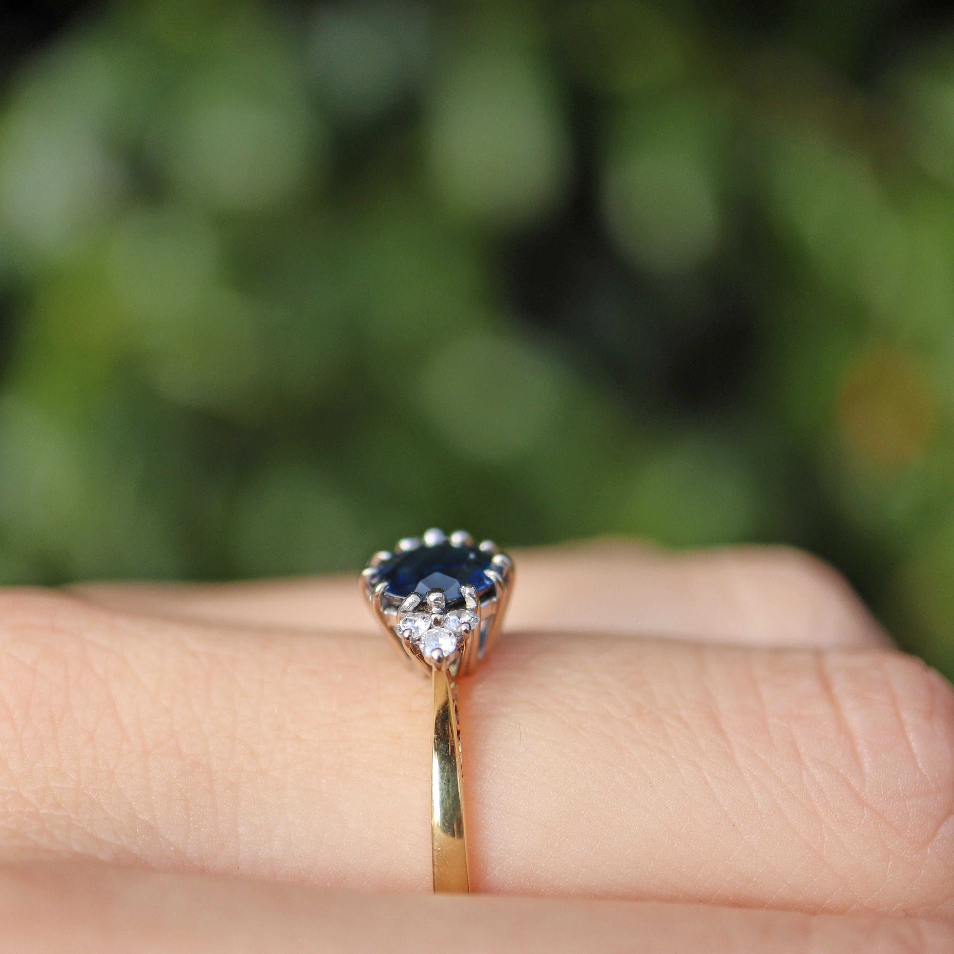 Ellibelle Jewellery Vintage 1984 Sapphire & Diamond 18ct Gold Ring