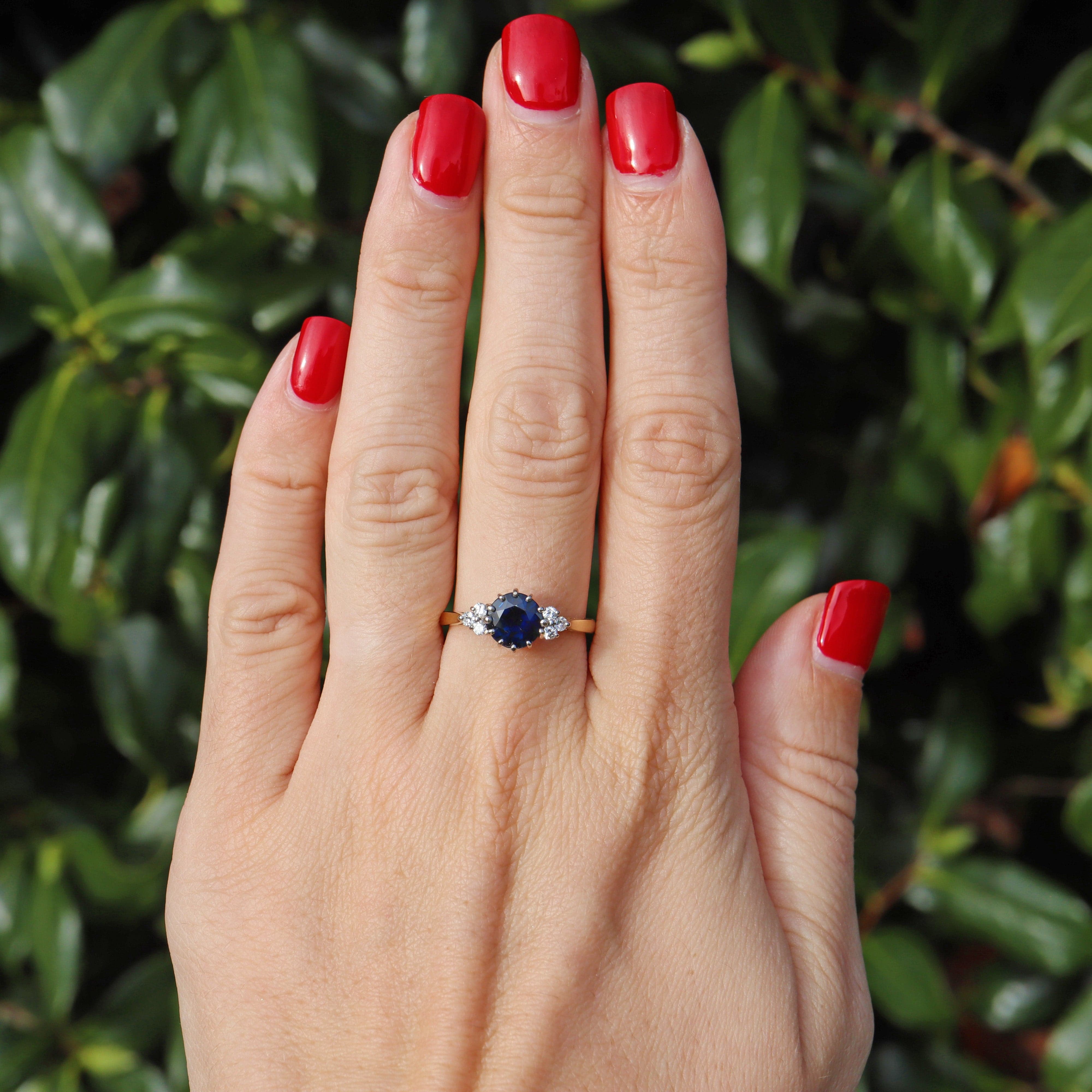 Ellibelle Jewellery Vintage 1984 Sapphire & Diamond 18ct Gold Ring