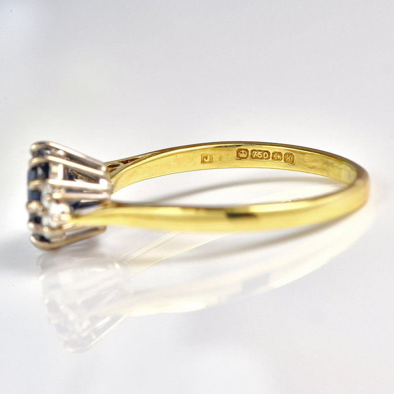 Ellibelle Jewellery Vintage 1984 Sapphire & Diamond 18ct Gold Ring