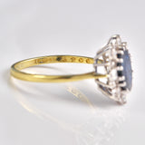 Ellibelle Jewellery Vintage 1986 Sapphire & Diamond 18ct Gold Cluster Ring