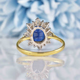 Ellibelle Jewellery Vintage 1986 Sapphire & Diamond 18ct Gold Cluster Ring
