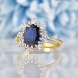 Ellibelle Jewellery Vintage 1986 Sapphire & Diamond 18ct Gold Cluster Ring