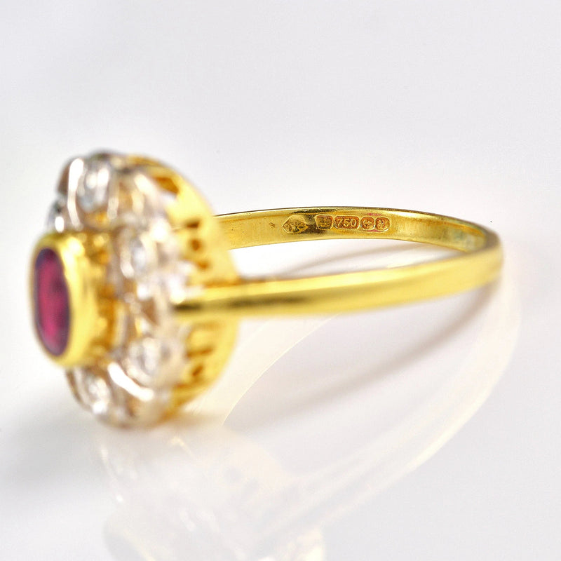 Ellibelle Jewellery Vintage 1987 Ruby & Diamond 18ct Gold Ring
