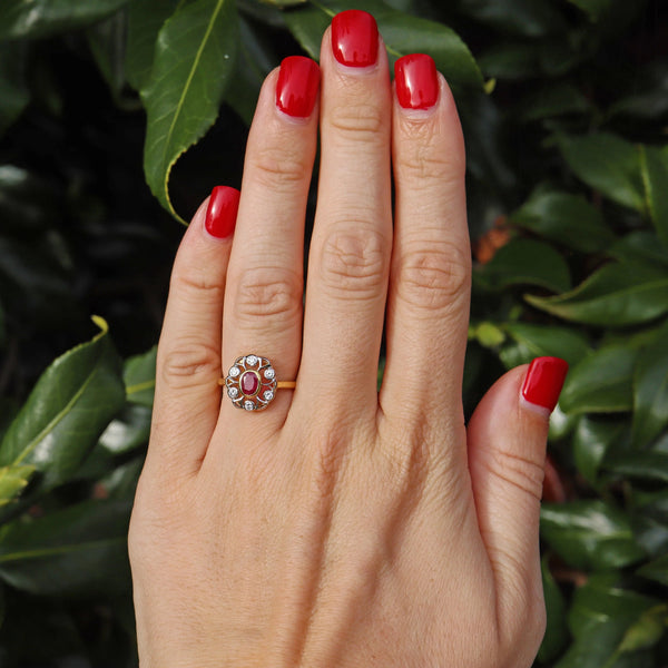 Ellibelle Jewellery Vintage 1987 Ruby & Diamond 18ct Gold Ring