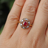 Ellibelle Jewellery Vintage 1987 Ruby & Diamond 18ct Gold Ring