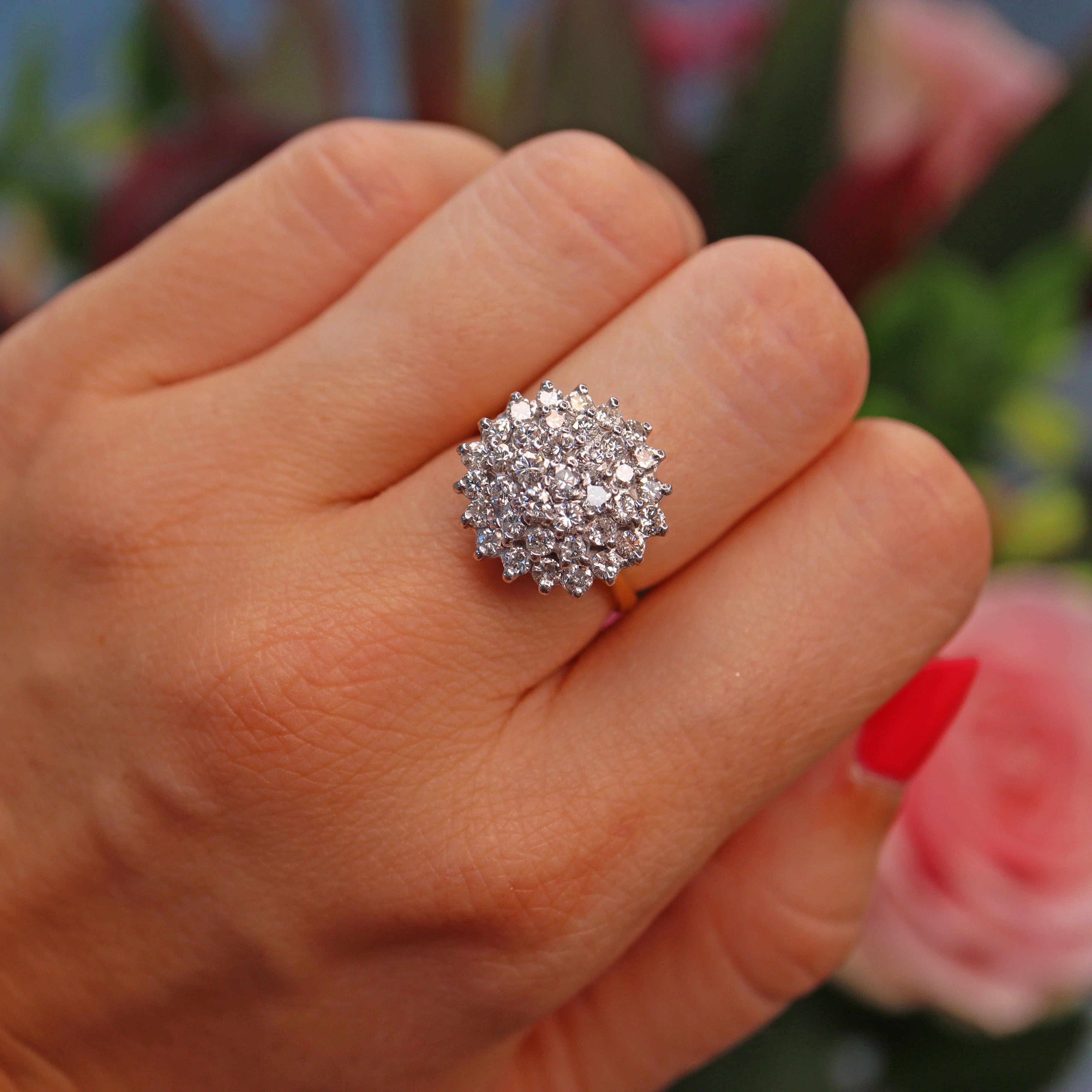 Ellibelle Jewellery Vintage 1988 Diamond 18ct Gold Cluster Dress Ring